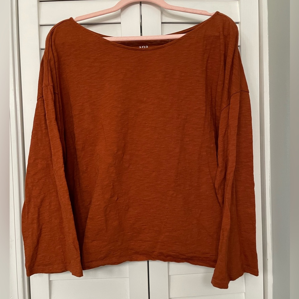 a.n.a Women’s XXL Long Sleeve Burnt Orange T-Shirt
